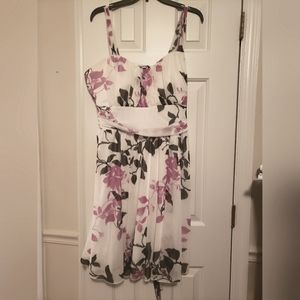 Maurices Dress- White & Pink/Black Floral - Size 2 (18/20)